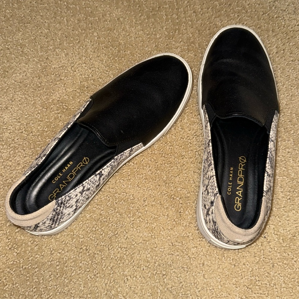 Cole Haan Black Pattern Slip On Sneakers